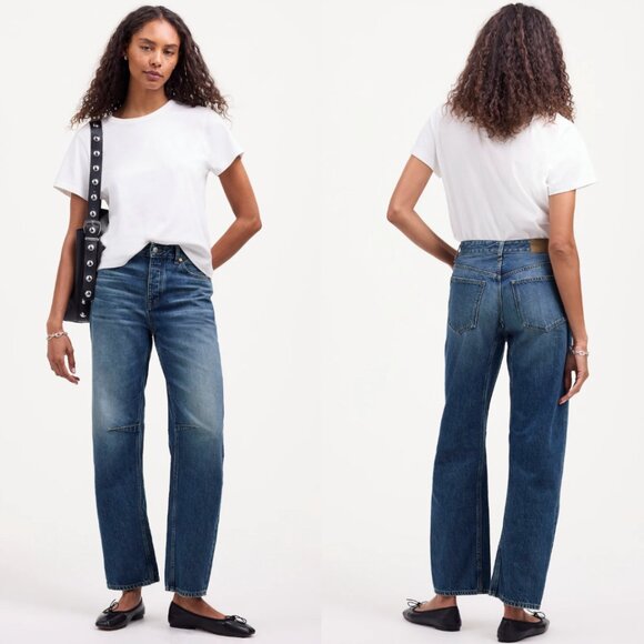 Madewell The Petite Darted Barrel-Leg Jean in Irmo Wash Size 27P - Picture 3 of 9